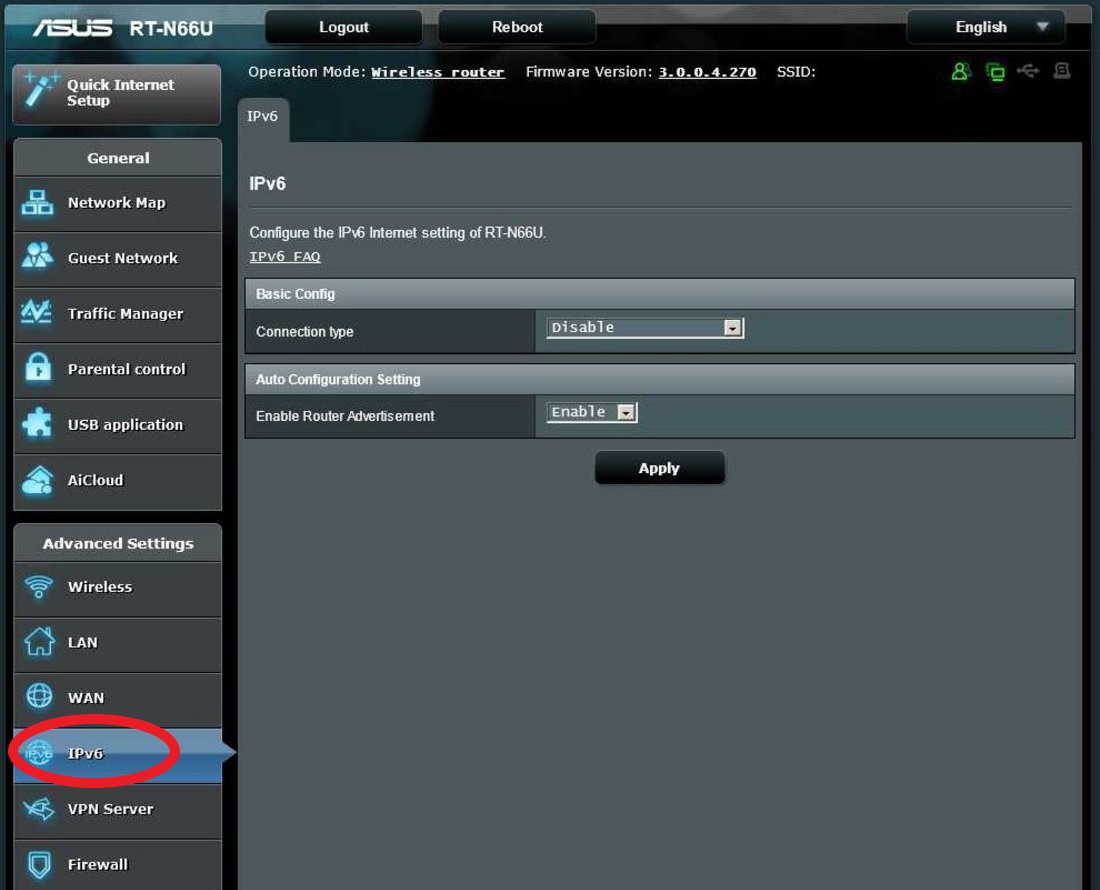 Disable IPv6 Asus Router