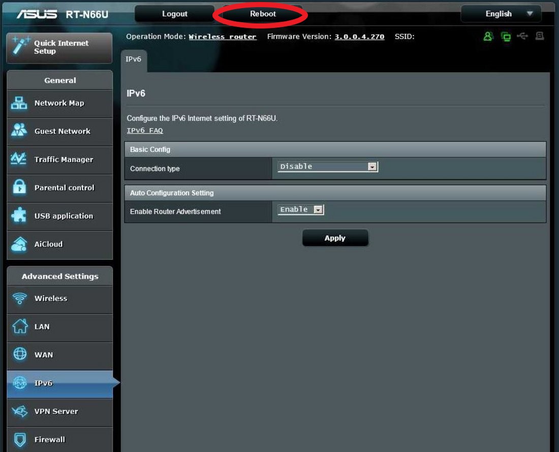 Disable IPv6 Asus Router