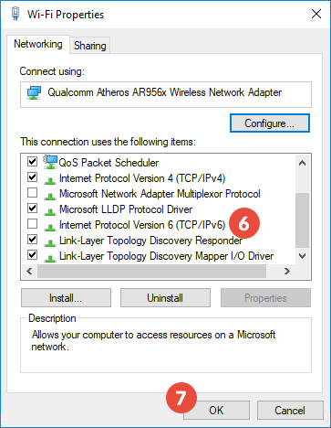 disable ipv6 windows 10