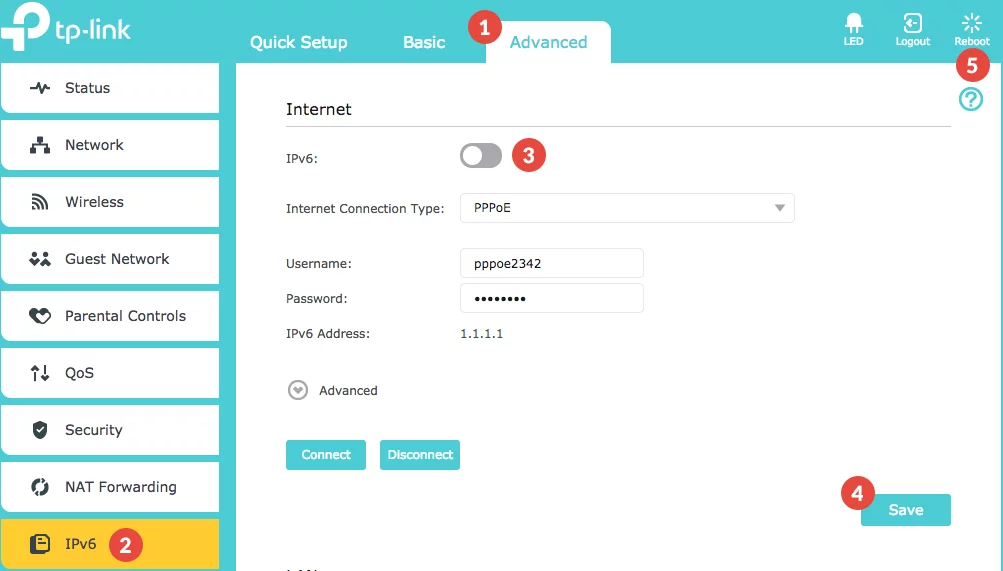 Disable IPv6 TPLink